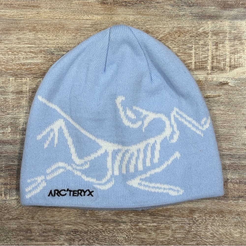Arc'teryx Light Blue Beanie with White Skeleton Logo